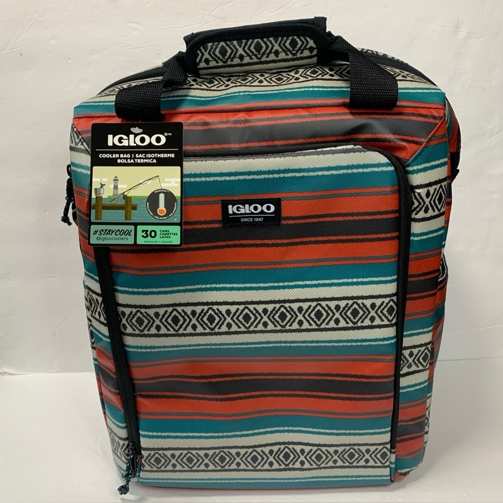 Igloo MaxCold 30 Can Backpack Cooler Tote Bag Soft Side Western Print NWT